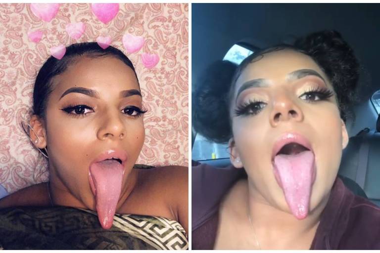 Mikayla Saravia, 21, tem língua de 15 centímetros e cobra valores próximos a R$ 12 mil por cada postagem no Instagram
