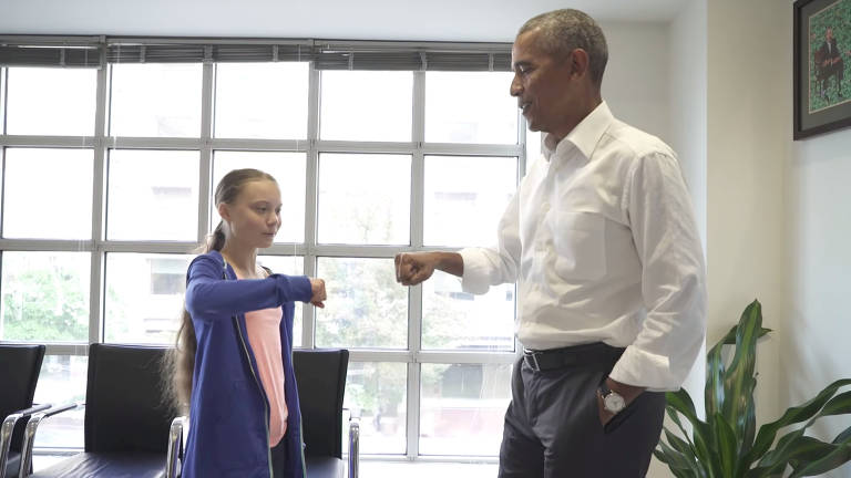 Greta Thunberg se encontra com o ex-presidente dos EUA Barack Obama em Washington