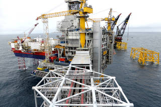 FILE PHOTO: A view of Equinor's oil platform in Johan Sverdrup oilfield in the North Sea