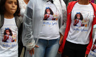 Relatives and friends attend the funeral of slain 8-year-old Agatha Sales Felix in Rio de Janeiro