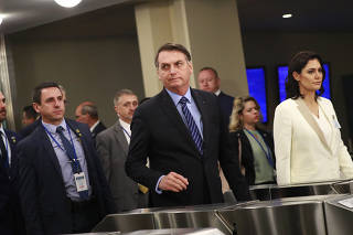 Brazil's president Jair Bolsonaro arrives ahead of the 74th session of the United Nations General Assembly at U.N. headquarters in New York City, New York, U.S.