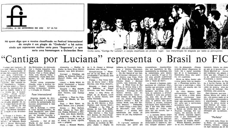  'Cantiga por Luciana é escolhida para o Festival Internacional da Canção