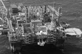 An aerial view of new oil platforms P-52 for the oil company Petrobas at Campos basin in Rio de Janeiro