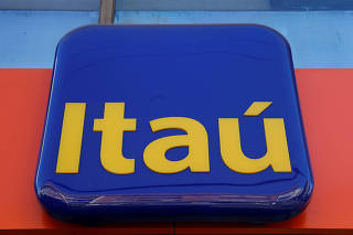 A logo of Itau bank is seen in a branch at Vina del Mar