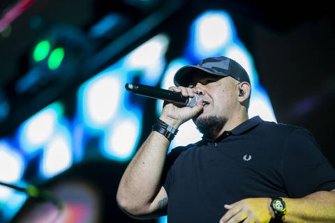 RIO DE JANEIRO - RJ - BRASIL - 28.09.2019 - 16h00: ROCK IN RIO. Show das bandas Raimundos (cantor Digão) e CPM 22 no palco Mundo, no segundo dia do festival Rock in Rio, realizado no parque olímpico, na zona oeste do Rio de Janeiro. (Foto: Adriano Vizoni/Folhapress, ILUSTRADA) *** EXCLUSIVO FSP ***