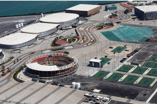 An aerial view shows the Olympic park which was used for Rio 2016 Olympic Games, in Rio de Janeiro