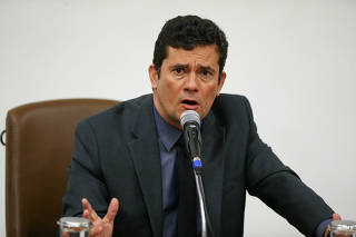 O ex-juiz Sergio Moro, atual ministro da Justiça, em seminário em Brasília (DF)