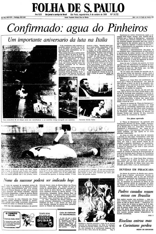 Primeira página da Folha de S.Paulo de 6 de outubro de 1969