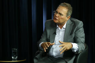 O senador Renan Calheiros (MDB-AL) durante entrevista