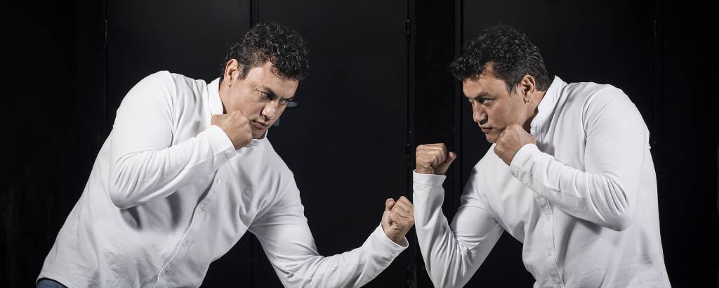 Retrato em dupla exposição do ex-boxeador Popó