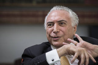 Entrevista exclusiva para a FOLHA com o ex Presidente Michel Temer (PMDB) no escritorio de seu advogado Eduardo Pizarro Carnelos, em Sao Paulo