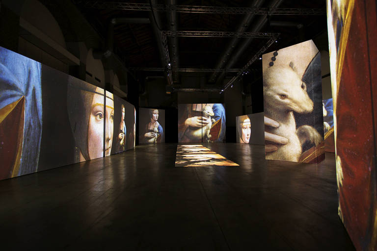 Um dos espaços imersivos da mostra dedicada ao Leonardo da Vinci que inaugura o novo espaço do MIS 