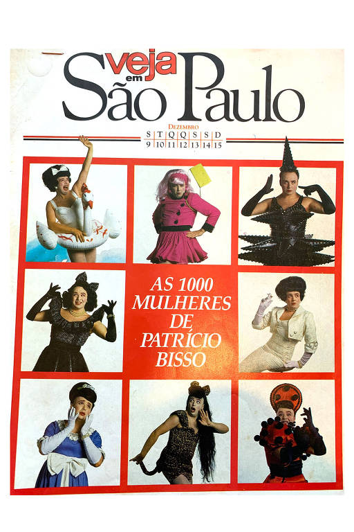 Capa de revista Veja São Paulo com o artista Patrício Bisso vestido como 8 estereótipos de mulheres diferentes