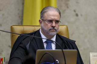 O procurado-geral da República, Augusto Aras, durante sessão no plenário do STF
