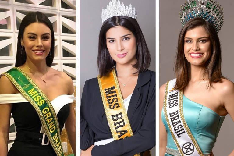 Miss Grand Brasil, Marjorie Marcelle; Miss Brasil Universo, Júlia Horta, e Miss Brasil Mundo, Elis Miele