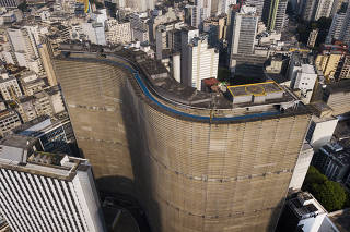 Vista aérea do edifício Copan, no centro de São Paulo
