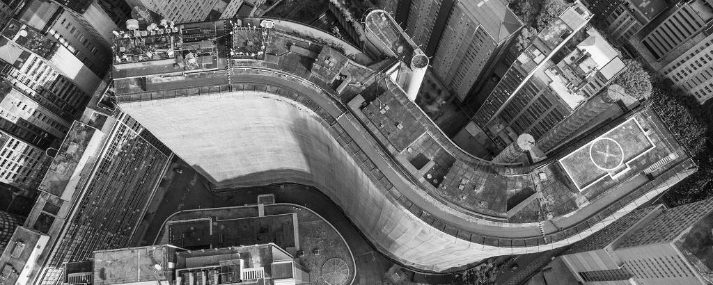 Vista  aérea do  Edificio Copan no centro de Sao Paulo