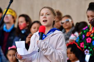 Climate activist Greta Thunberg joins a 'Fridays for Future' demonstration