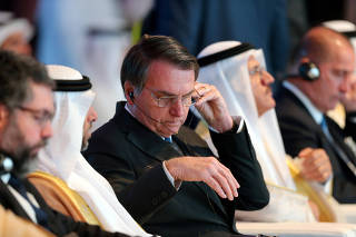 Brazilian President Jair Bolsonaro attends the UAE-Brazil Business Forum in Abu Dhabi