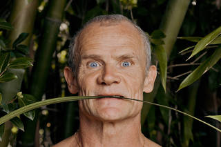 The Red Hot Chili Peppers bassist Flea at his home in Pasadena, Calif., on Oct. 10, 2019. (Ryan Pfluger/The New York Times)