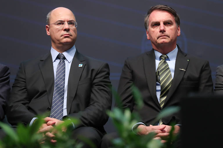 Presidente Jair Bolsonaro acompanhado do governador do Rio de Janeiro, Wilson Witzel (PSC)