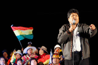 Bolivia's President Evo Morales attends a rally with supporters in El Alto