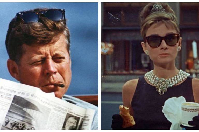John F. Kennedy e Audrey Hepburn em montagem