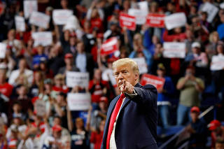 President Donald Trump holds a campaign rally in Lexington, Kentucky
