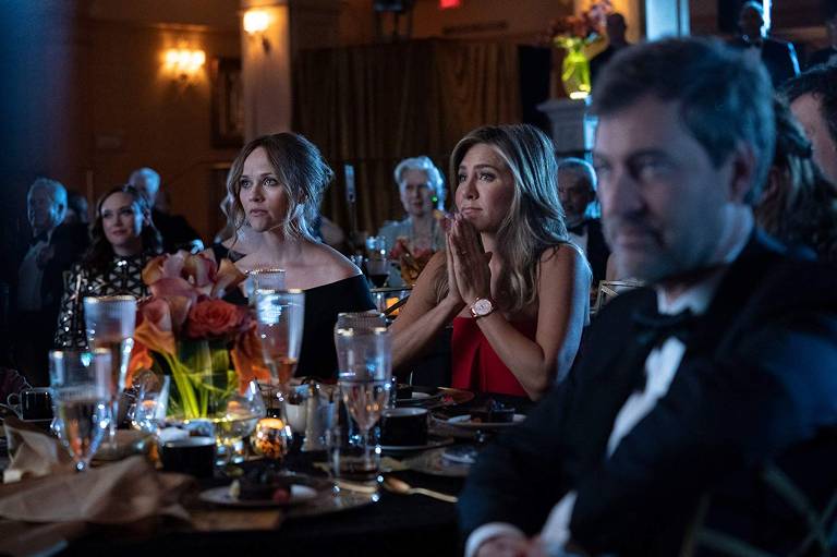 Cena de 'The Morning Show', com Jennifer Aniston, Reese Whiterspoon e Steve Carrell