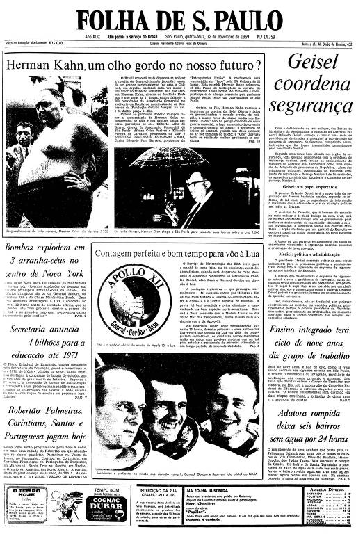 Primeira página da Folha de S.Paulo de 12 de novembro de 1969