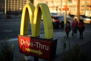 FILE PHOTO: The logo of a McDonald's Corp restaurant is seen in Los Angeles