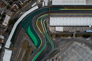 Vista aérea do autódromo de Interlagos, em SP
