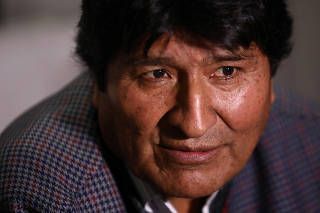 Former Bolivian President Evo Morales attends an interview with Reuters in Mexico City