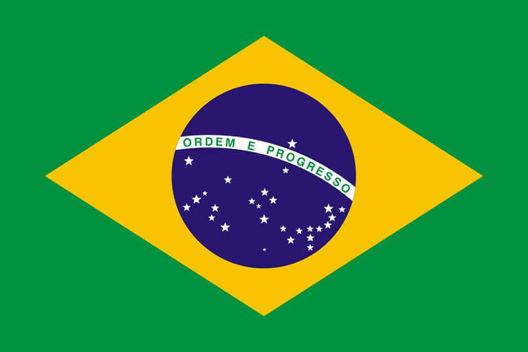 Iustração da Bandeira do Brasil verde, amarela e azul