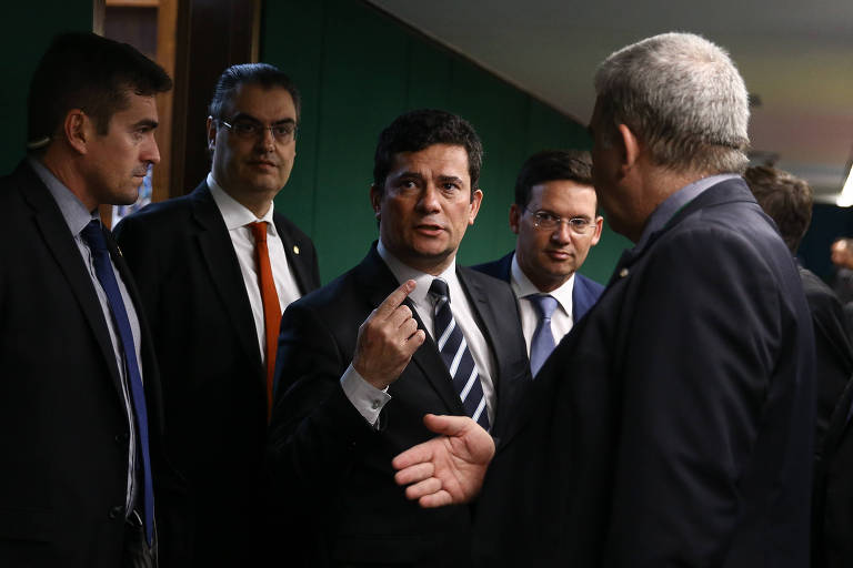 O ministro da Justiça, Sergio Moro, após reunião na Câmara sobre o pacote anticrime