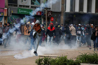 Protest for a national strike in Bogota