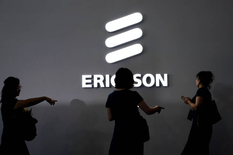 Logo da Ericsson no Mobile World Congress