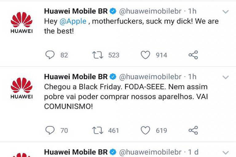 Huawei Brasil investiga ofensa a Apple e post com 'Vai Comunismo!' no Twitter