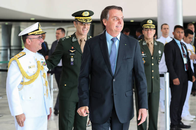 O presidente Jair Bolsonaro durante troca de guarda
