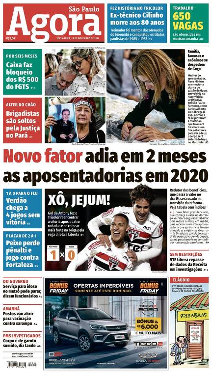 Capas do Agora em novembro de 2019