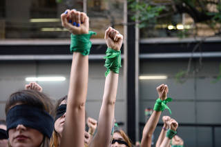 Women participate in a demonstration against gender violence, in Buenos Aires