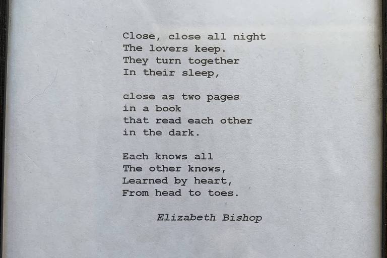 Poema de Elizabeth Bishop, na casa de Ruy Castro