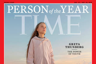 Time cover features Swedish teen climate activist Greta Thunberg named the magazine's Person of the Year for 2019
