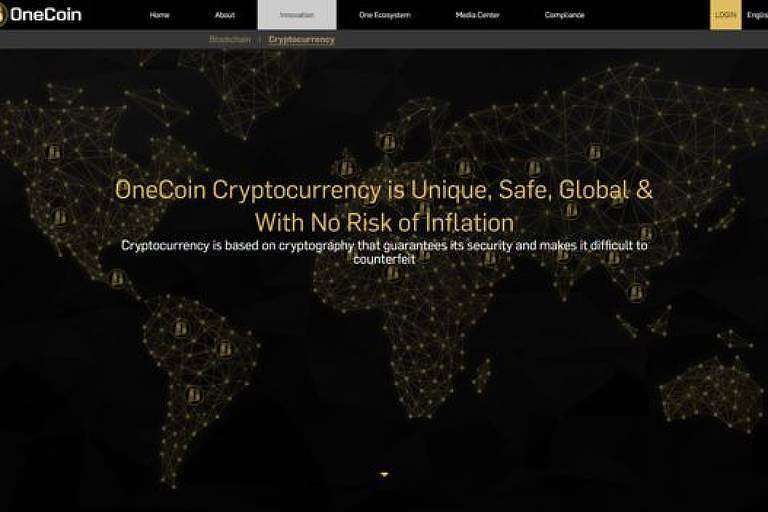 Site da OneCoin diz que 'a cripto-moeda é única, segura, global e sem risco de inflação'