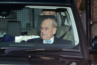 Britain's Prince Philip leaves the King Edward VII's Hospital in London