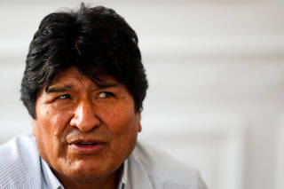 Former Bolivian President Evo Morales looks on during an interview with Reuters, in Buenos Aires
