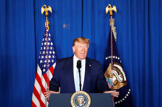 U.S. President Donald Trump delivers remarks following the U.S. Military airstrike against Iranian General Qassem Soleimani in Baghdad, Iraq, in West Palm Beach, Florida