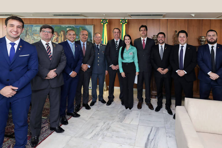Encontro da bancada do PSL na Assembleia de SP com o presidente Jair Bolsonaro, em abril de 2019