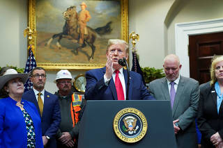 U.S. President Trump announces proposed changes to environmental regulations at the White House in Washington