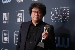 25th Critics Choice Awards ? Photo Room? Santa Monica, California, U.S., January 12, 2020 - Bong Joon Ho poses backstage with his Best Foreign Language Film award for 